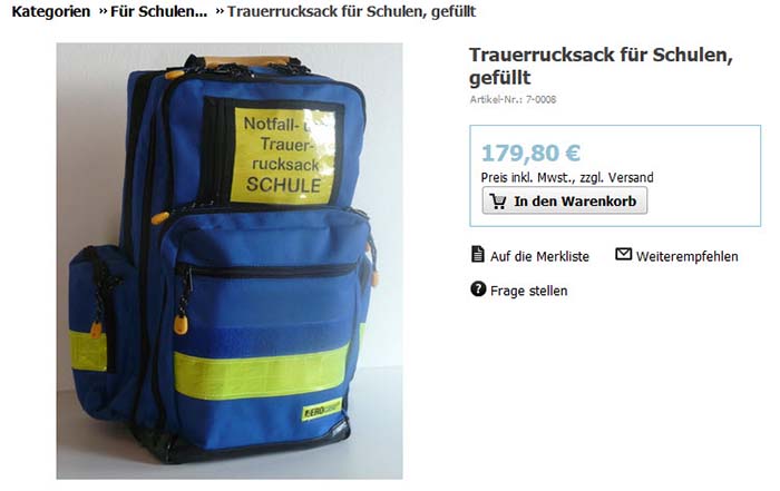 Das ist kein Fake!: Trauerrucksack für Schulen, gefüllt