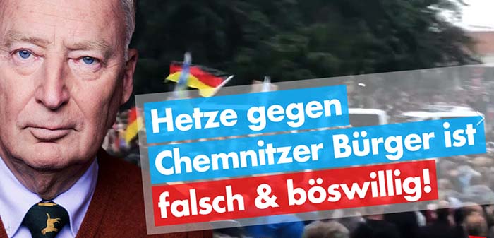 Gauland: Verunglimpfung der Chemnitzer Bürger ist falsch und böswillig