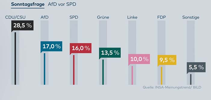 INSA-TREND: AfD überholt SPD in Meinungsumfrage