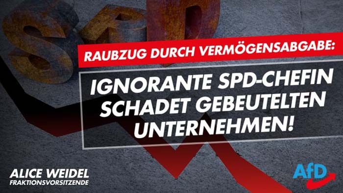 Raubzug durch Vermögensabgabe: Ignorante SPD-Chefin schadet gebeutelten Unternehmen!