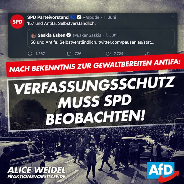 Alice Weidel: SPD muss durch den Verfassungsschutz beobachtet werden!