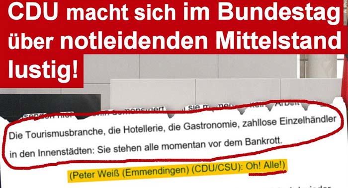 CDU macht sich im Bundestag über notleidenden Mittelstand lustig!