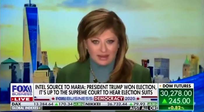 Fox-News-Journalistin Maria Bartiromo: Insider-Quelle erzählte mir, dass Trump tatsächlich die Wahl 2020 gewonnen hat