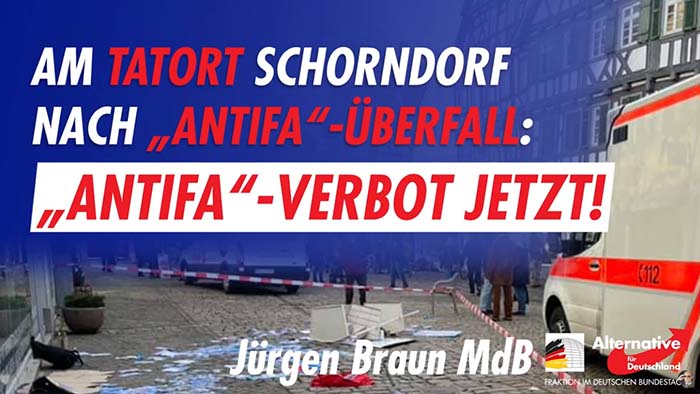 Tatort Schorndorf nach „Antifa“-Überfall: „Antifa“-Verbot jetzt!
