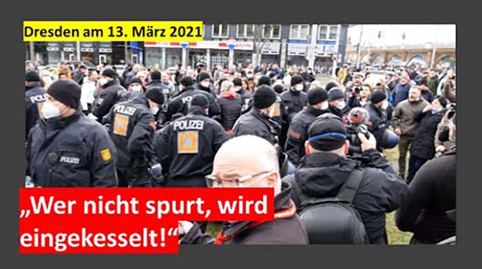 Doku des Polizeieinsatzes vom 13. März in Dresden