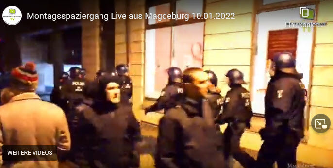 Spaziergang Magdeburg 10.1.2022: Polizist stößt Kind zu Boden