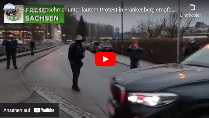 Kretschmer unter lautem Protest in Frankenberg empfangen