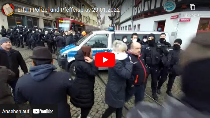 Spaziergang Erfurt 29.1.2022: Pfefferspray-Einsatz der Polizei