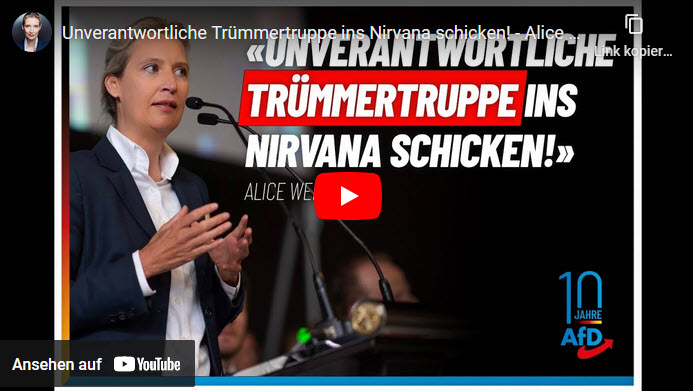 Unverantwortliche Trümmertruppe ins Nirvana schicken! – Alice Weidel