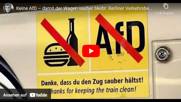 Berliner Verkehrsbetriebe hetzen: Keine AfD – damit der Wagen sauber bleibt