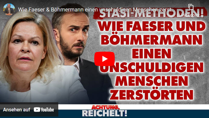 Achtung, Reichelt!: Wie Faeser & Böhmermann einen unschuldigen Menschen zerstörten