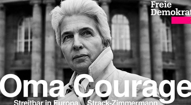 Kriegshändlerin als Vorbild: FDP plakatiert Strack-Zimmermann als ‚Oma Courage‘