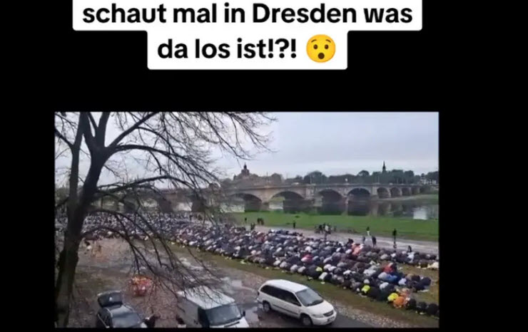 Dresden: Video zeigt Hunderte Muslime beim öffentlichen Gebet